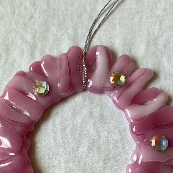 Ornament: Unbranded Christmas Pink Glass Ornament with faux gems - Picture 3 of 16